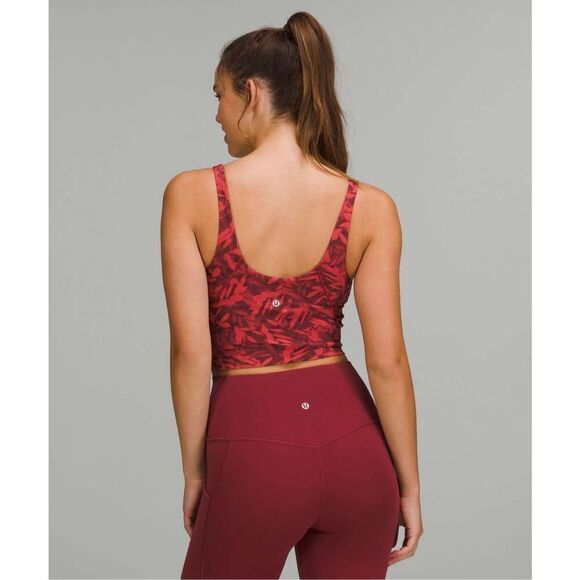 Lululemon Align Cropped Tank Top In Spray Leaf Fireside Red Multi Size 2 - Picture 3 of 11